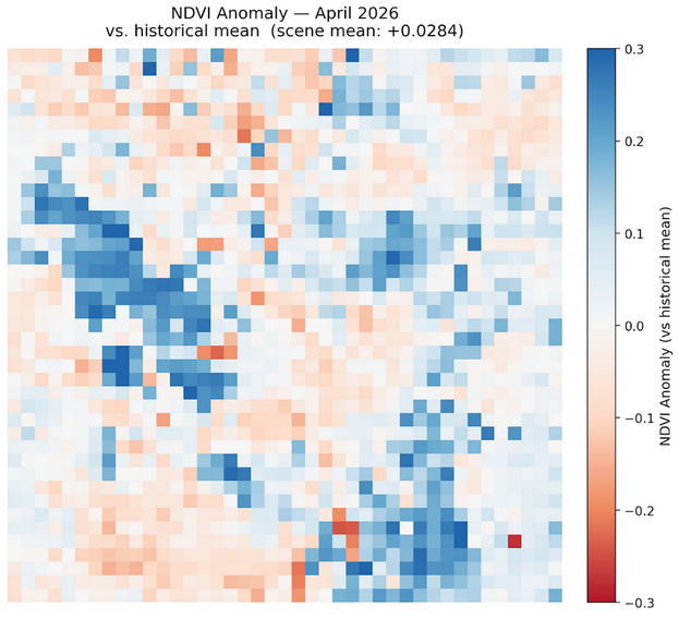 April 2026 NDVI Anomaly Map